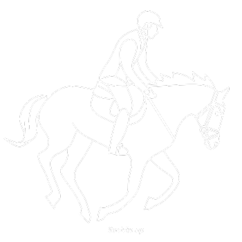 Line drawing of a person riding a horse with the text 'Saddle up' below.